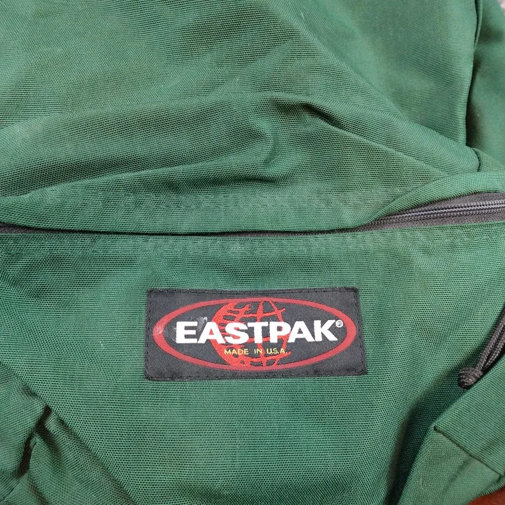 Vintage Eastpak Green Backpack Brown Suede Bottom Made USA Soft Case